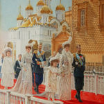 Н.С. Матвеев. Торжественное шествие императорской семьи в Кремле на соборной площади. Москва начало 1900-х годов