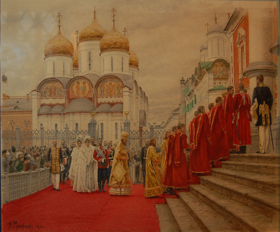 Н.С. Матвеев. Торжественное шествие императорской семьи в Кремле в Чудов монастырь