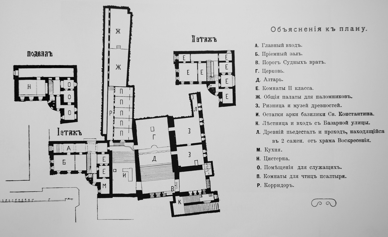 Схематический план Александровского подворья ИППО в Иерусалиме