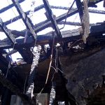 Последствия пожара 20 января 2002 года на крыше восточного корпуса Сергиевского подворья в Иерусалиме