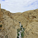 Ущелье, на склоне которого стоит Лавра Саввы Освященного, с текущим по его дну Кедронским потоком