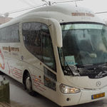 Автобус с православными паломниками отбывает из Вифлеема для совершения паломничества в Галилею