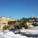 Вид на гору Сион в снегу. 15 декабря 2013 года